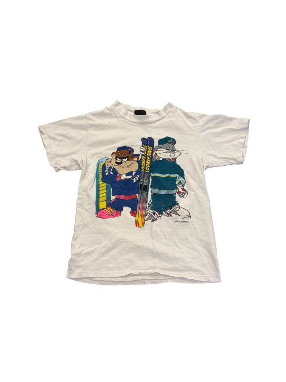Vintage 1993 Looney Tunes Taz Bugs Bunny Skiing T-Shirt Changes Youth Large